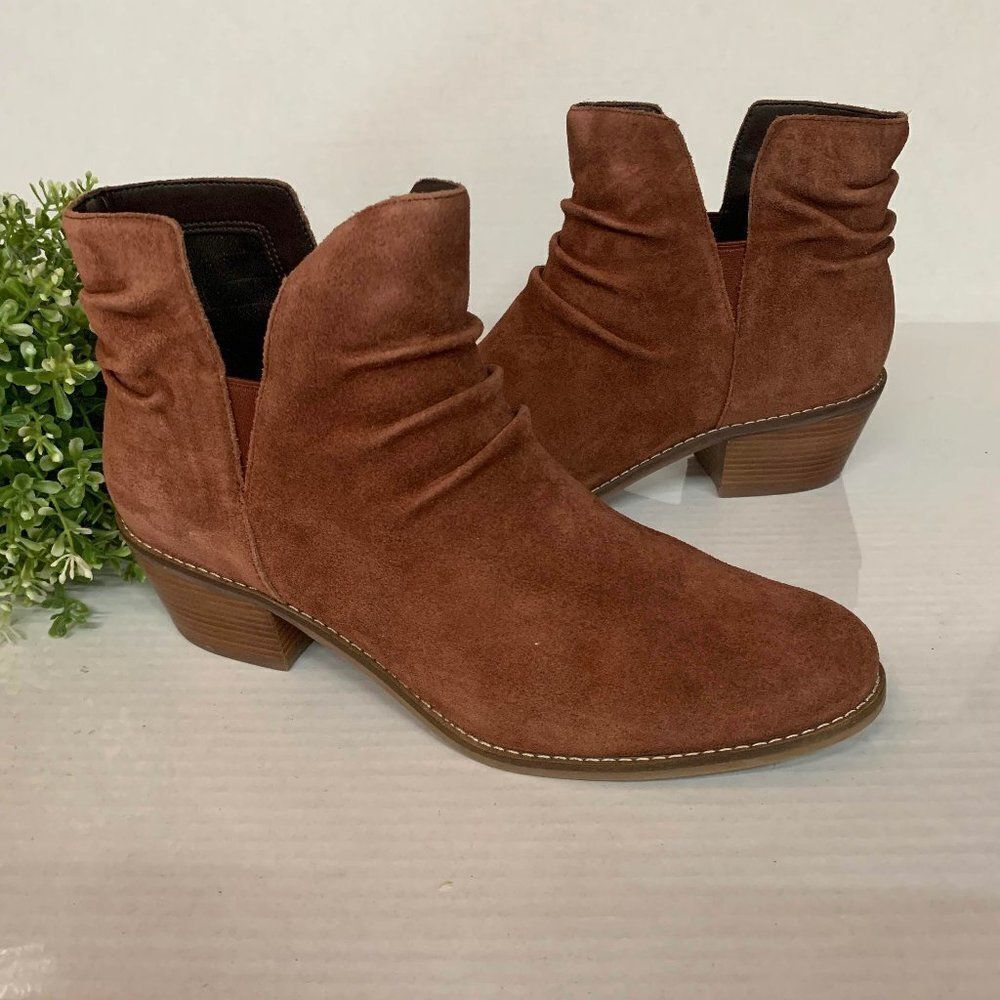 NIB Cole Haan Alayna Slouch Bootie, Cherry Mahogany Suede Size 9B